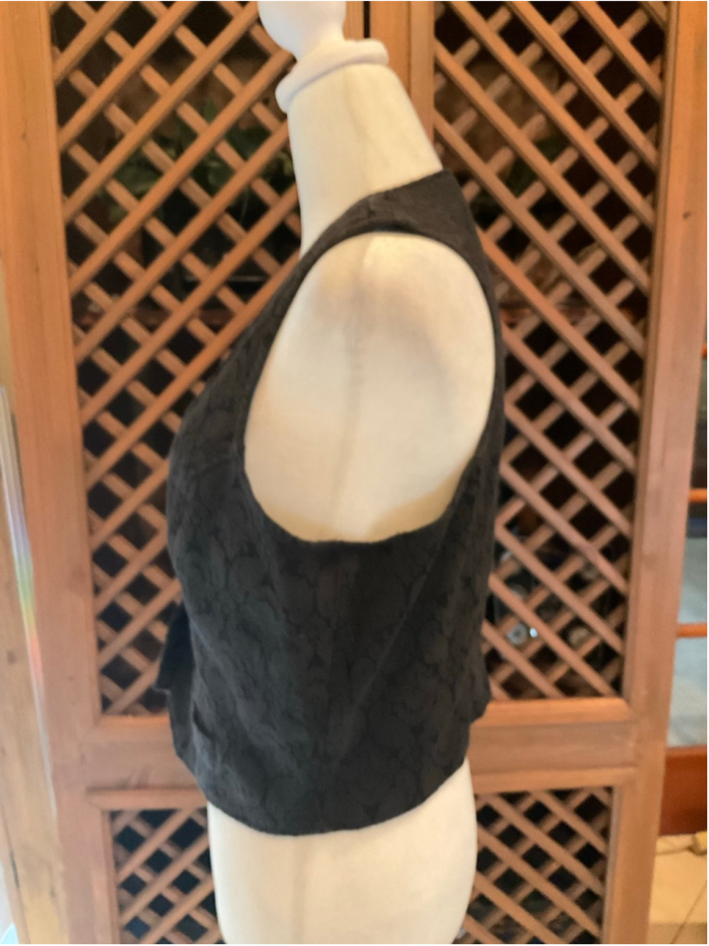 Pinky Gothic Dark Academia Black Brocade Button Front Vest Size Large - Picture 2 of 5
